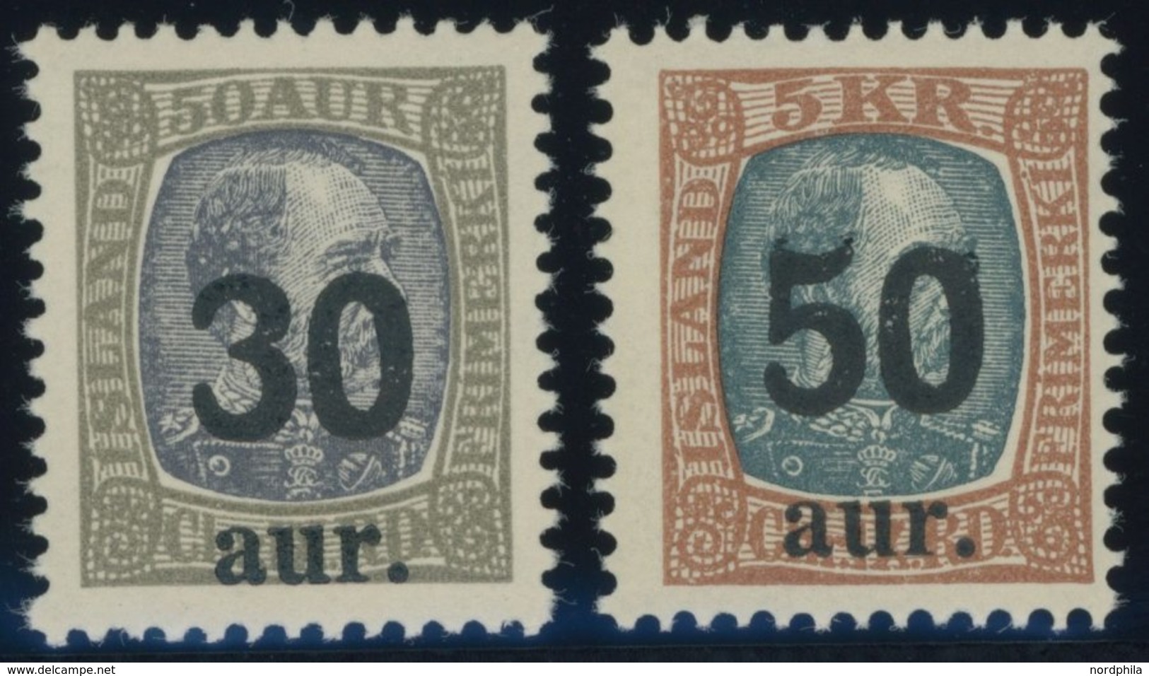 1925, 30 A. Auf 50 A. Und 50 A. Auf 5 Kr., Falzrest, 2 Prachtwerte -> Automatically Generated Translation: 1925, 30 A. O - Sonstige & Ohne Zuordnung