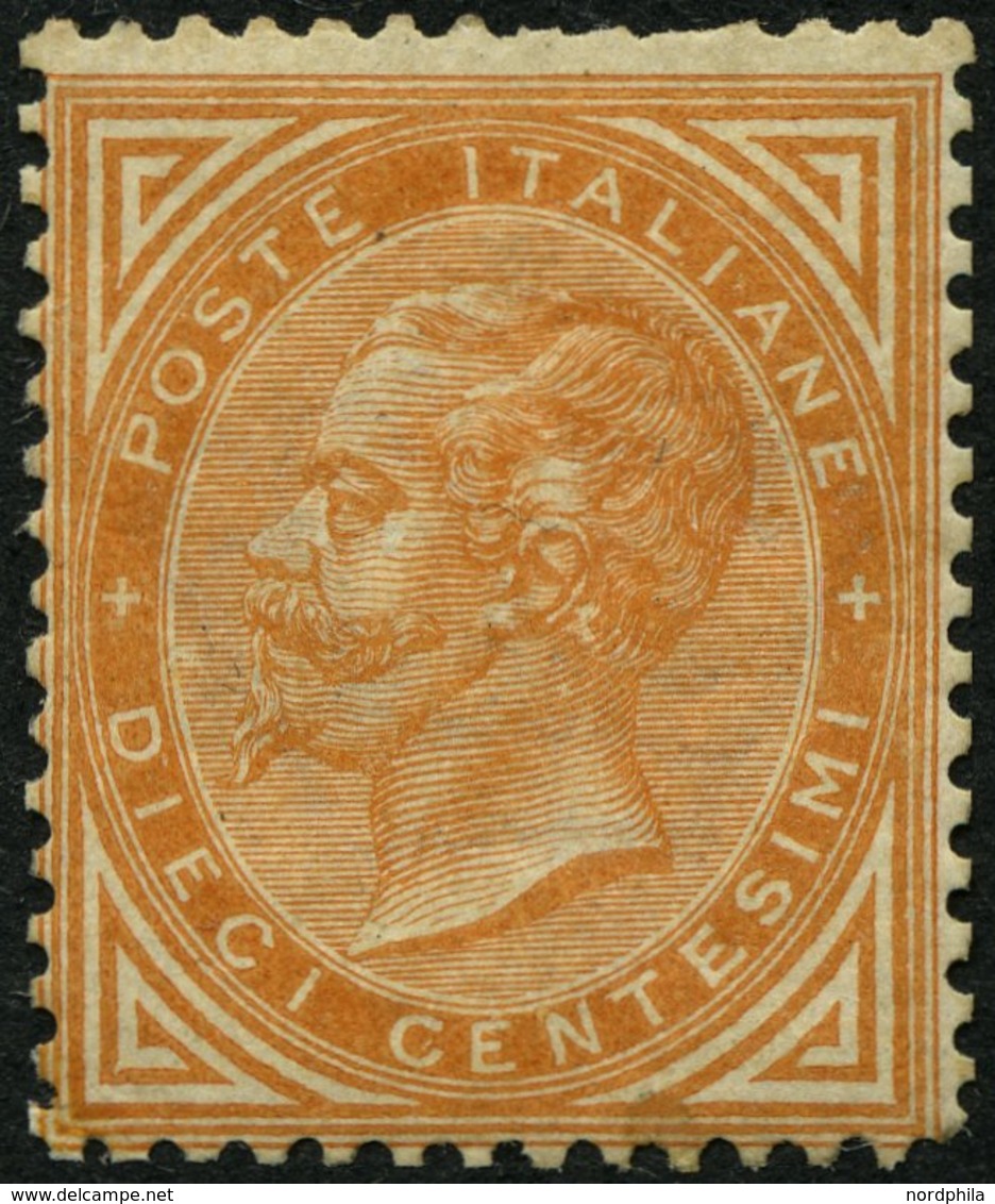 ITALIEN 17 *, 1863, 10 C. Braunorange, Falzrest, Zahnfehler, Feinst, Mi. 2500.- - Gebraucht