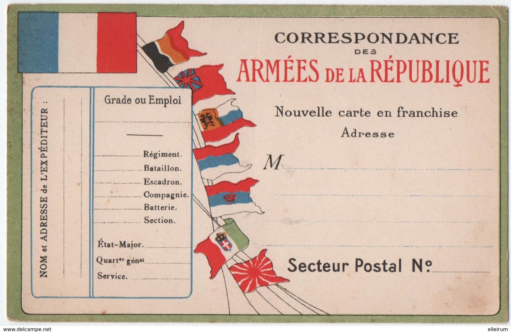 MILITARIA. 14-18. CORRESPONDANCE Des ARMEES De La REPUBLIQUE. CARTE VIERGE. - Guerre 1914-18