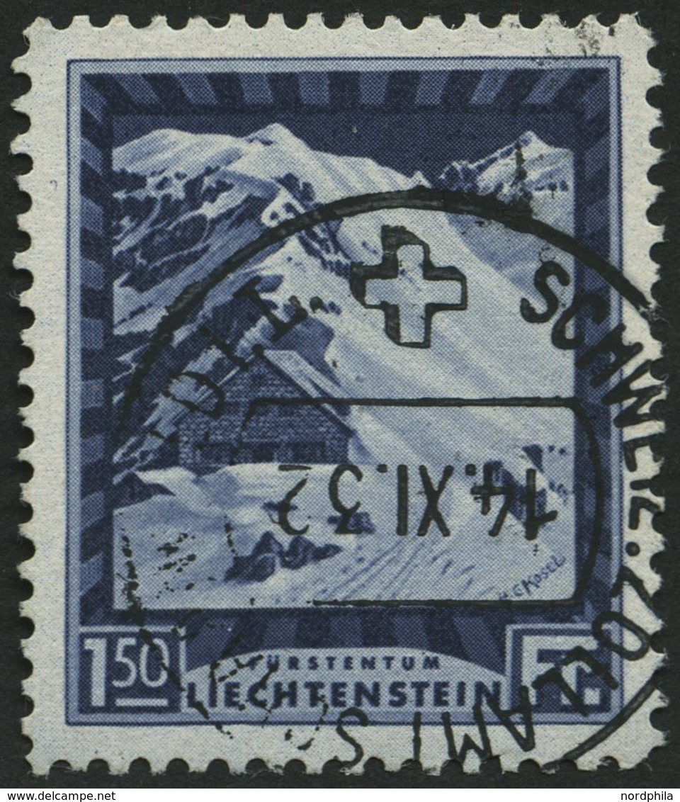 LIECHTENSTEIN 106B O, 1930, 1.50 Fr. Pfälzerhütte, Gezähnt L 111/2, Pracht, Mi. 80.- - Sonstige & Ohne Zuordnung