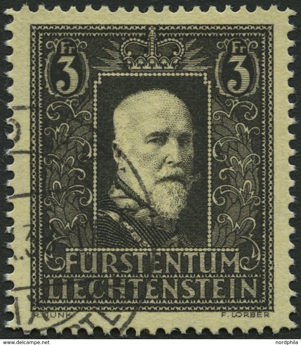 LIECHTENSTEIN 171 O, 1938, 3 Fr. Fürst Franz I, Pracht, Mi. 120.- - Sonstige & Ohne Zuordnung