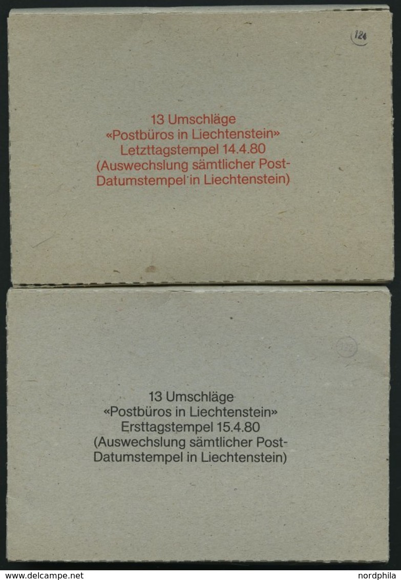 LIECHTENSTEIN 694-705 BRIEF, 1980, Gebäude, Je Komplett Auf 13 FDC`s Mit Letzttagsstempel 14.4.80 Und Ersttagsstempel 15 - Sonstige & Ohne Zuordnung