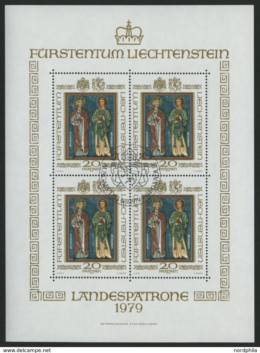 LIECHTENSTEIN 734KB O, 1979, 20 Fr. Landespatrone Im Kleinbogen, Ersttagssonderstempel, Pracht, Mi. 70.- - Sonstige & Ohne Zuordnung