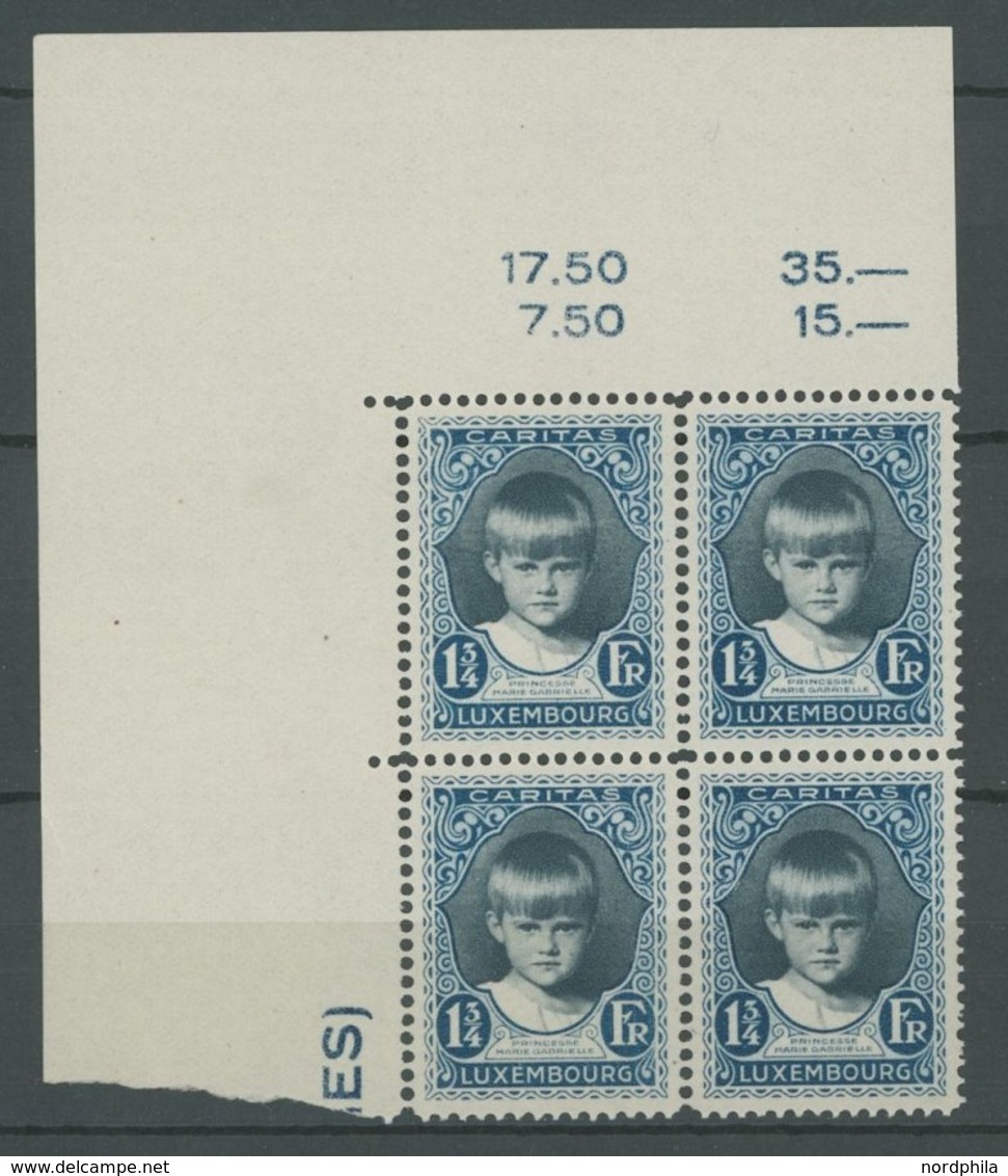 LUXEMBURG 213-17 VB **, 1929, Kinderhilfe, Randviererblocks, Postfrisch, Pracht, Mi. 120.- - Sonstige & Ohne Zuordnung