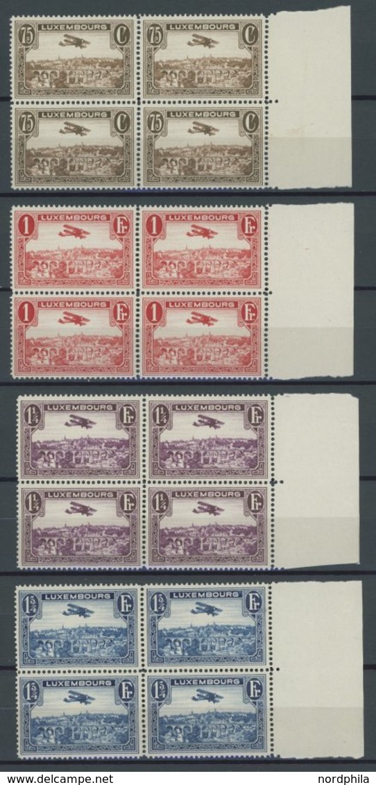 LUXEMBURG 234-37,250/1 VB **, 1931/3, Breguet-Doppeldecker In Viererblocks, Postfrisch, Pracht, Mi. 88.- - Sonstige & Ohne Zuordnung