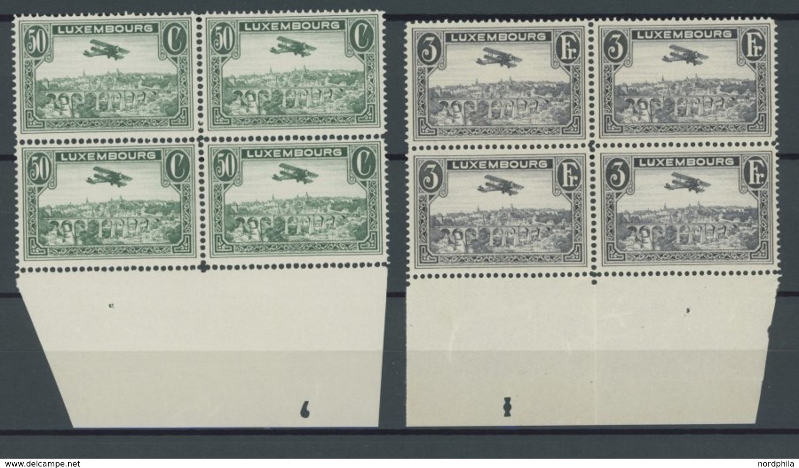 LUXEMBURG 234-37,250/1 VB **, 1931/3, Breguet-Doppeldecker In Viererblocks, Postfrisch, Pracht, Mi. 88.- - Andere & Zonder Classificatie