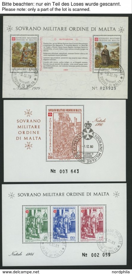 MALTA Bl. O, 1979-85, 7 Verschiedene Blocks Malta Exil-Regierung Mit Sonderstempeln, Pracht - Oblitérés