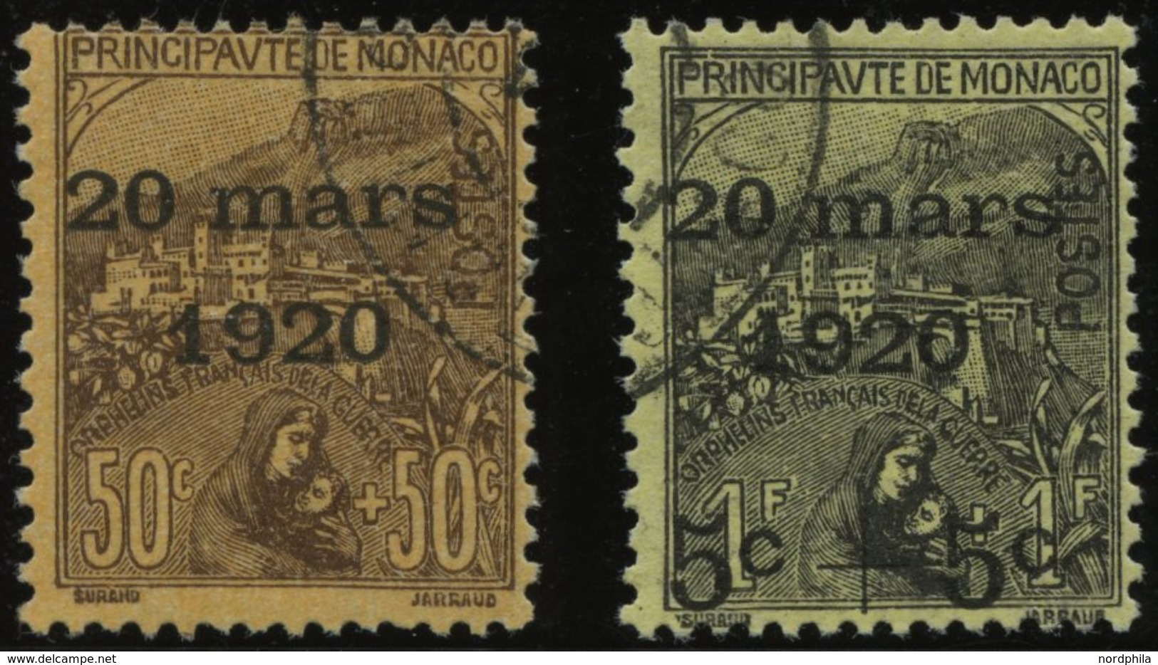 MONACO 41/2 O, 1920, 50 C. Und 1 Fr. Hochzeit Der Prinzessin Charlotte, 2 Prachtwerte, Mi. 145.- - Altri & Non Classificati