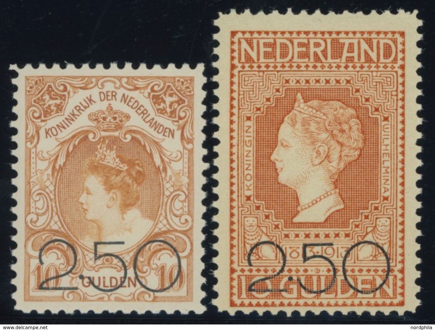 NIEDERLANDE 99/100 **, 1920, Königin Wilhelmia, 2 Prachtwerte, Mi. 850.- - Niederlande