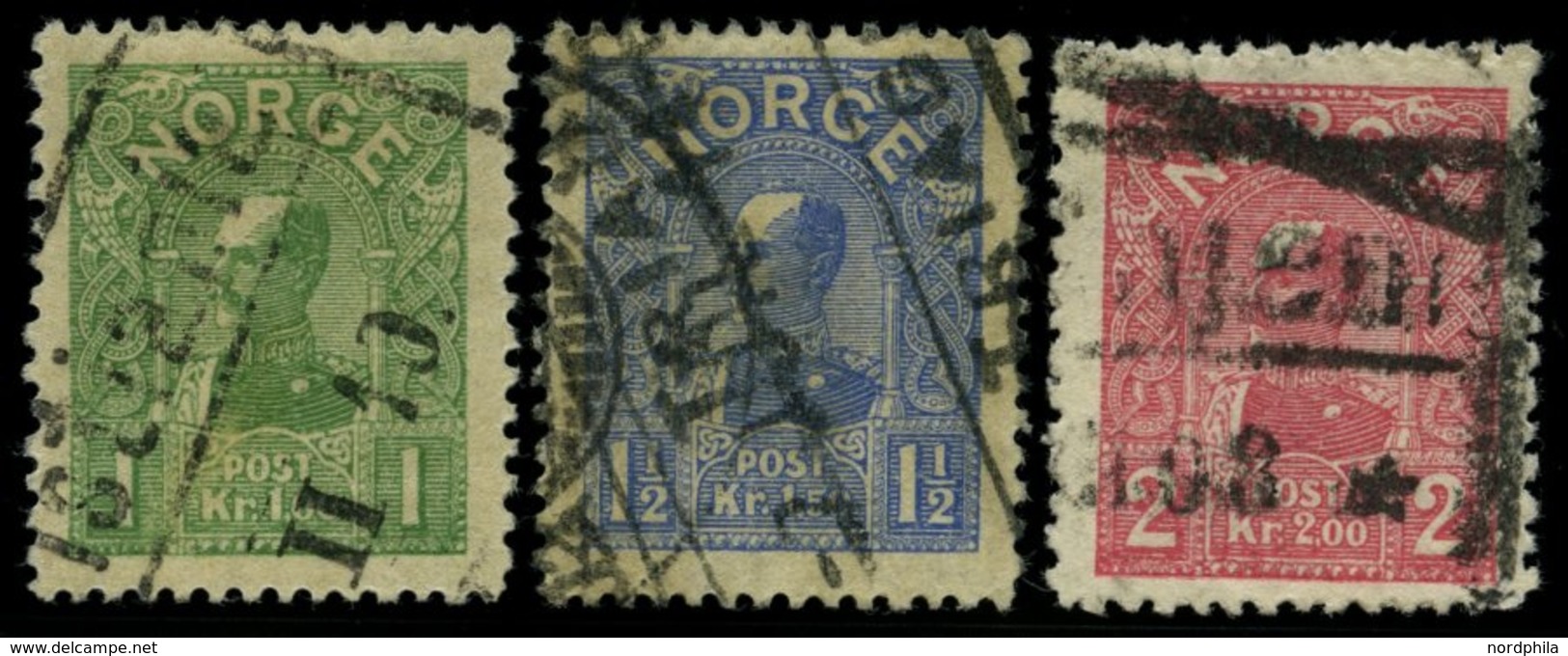 NORWEGEN 67-69 O, 1907, König Haakon VII, Satz Feinst, Mi. 220.- - Sonstige & Ohne Zuordnung