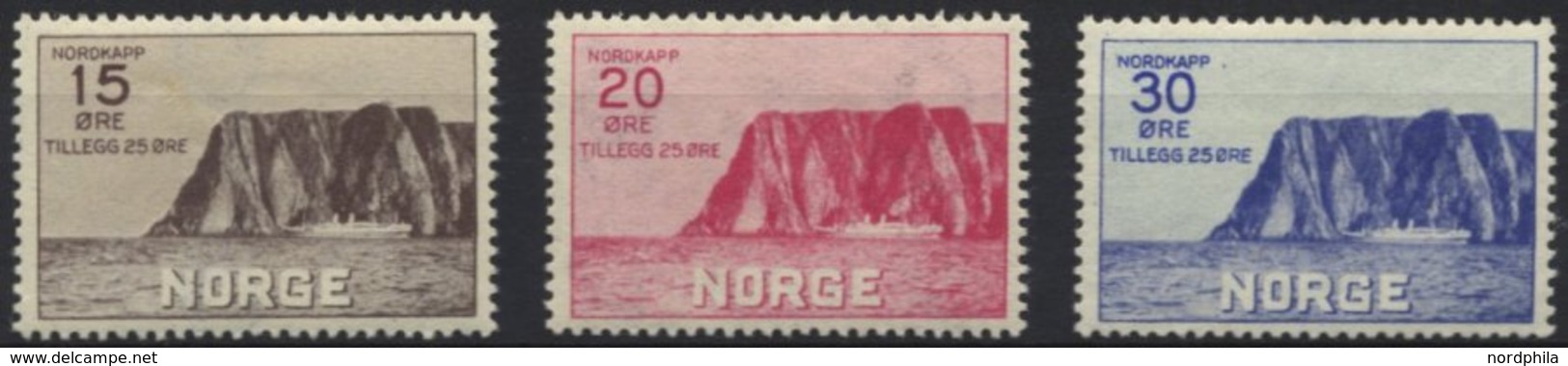 NORWEGEN 159-61 *, 1930, Nordkap, Falzrest, Prachtsatz - Sonstige & Ohne Zuordnung