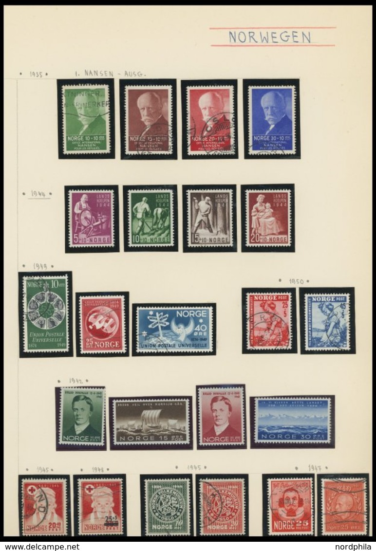 Fast Nur Gestempelte Sammlung Norwegen Bis Ca. 1945, Niedriger Ausruf Da Stark Unterschiedliche Erhaltung, Hoher Katalog - Verzamelingen