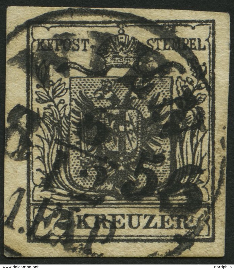 ÖSTERREICH 2Ya O, 1854, 2 Kr. Schwarz, Maschinenpapier, Type IIIa, K1 WIEN 1. EXP., Breitrandig, Pracht, Befund Dr. Ferc - Gebraucht