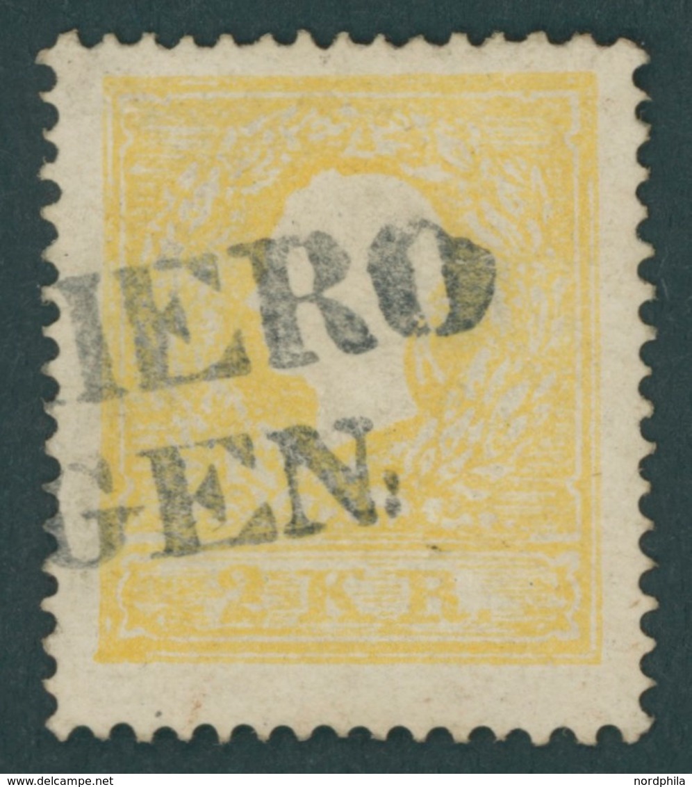 ÖSTERREICH BIS 1867 10Ia O, 1858, 2 Kr. Gelb, Type I, Kabinett, Fotobefund Dr. Ferchenbauer, Mi. 500.- - Gebraucht