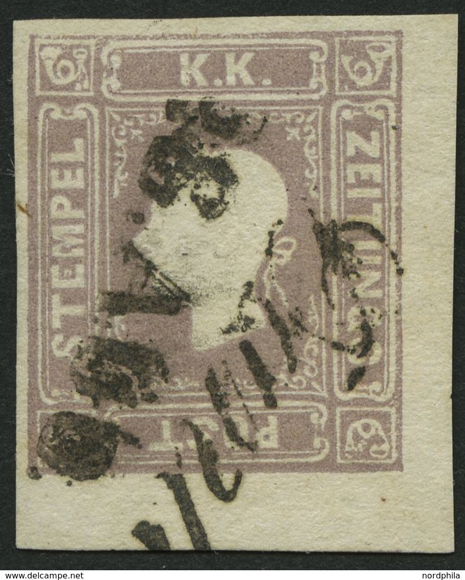 ÖSTERREICH 17 O, 1858, 1.05 Kr. Graulila, L2, Pracht, Attest Matl - Gebraucht