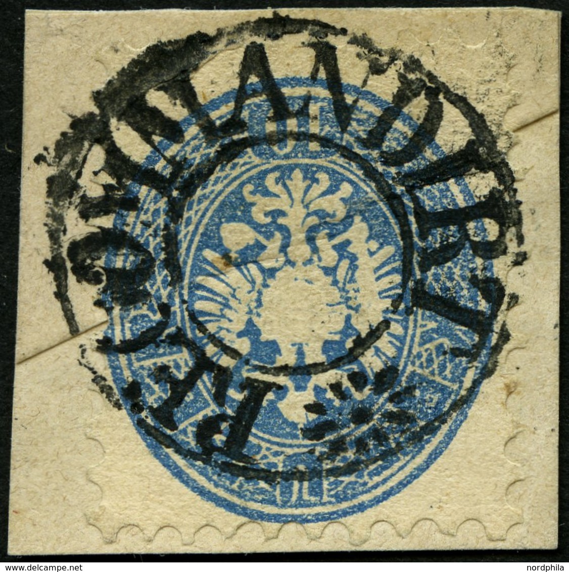ÖSTERREICH 33 BrfStk, 1863, 10 Kr. Blau, Mit Wz., Mit Seltenem Stummen K2 RECOMMDIRT, Prachtbriefstück, Signiert - Gebraucht