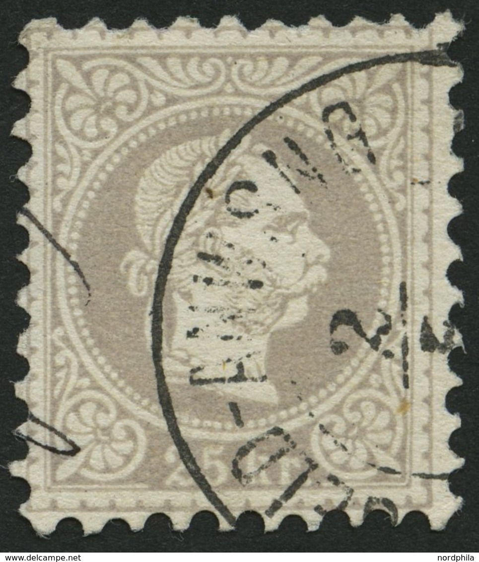 ÖSTERREICH 40IIa O, 1881, 25 Kr. Lilagrau, Feiner Druck, Pracht, Fotoattest Puschmann, Mi. 180.- - Oblitérés