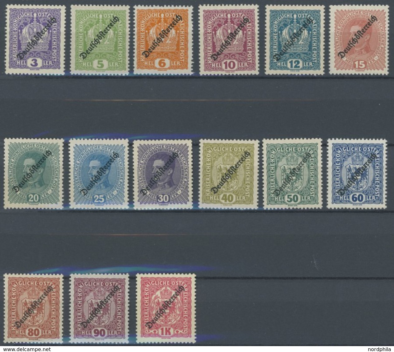 ÖSTERREICH 1918-1938 228-42 **, 1918, Freimarken, Postfrischer Prachtsatz, Mi. 70.- - Sonstige & Ohne Zuordnung