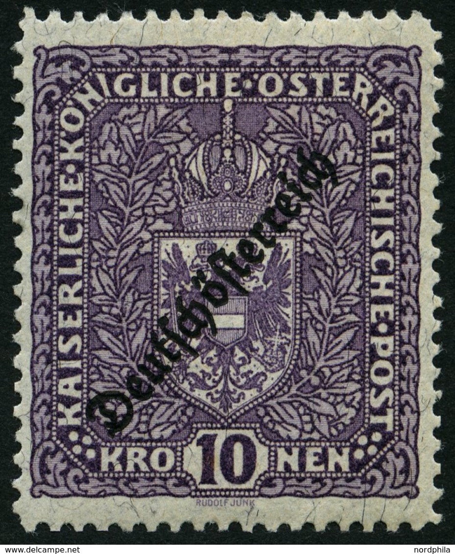 ÖSTERREICH 246IA *, 1919, 10 Kr. Schwärzlichbraunviolett, Falzrest, Pracht, Mi. 120.- - Sonstige & Ohne Zuordnung