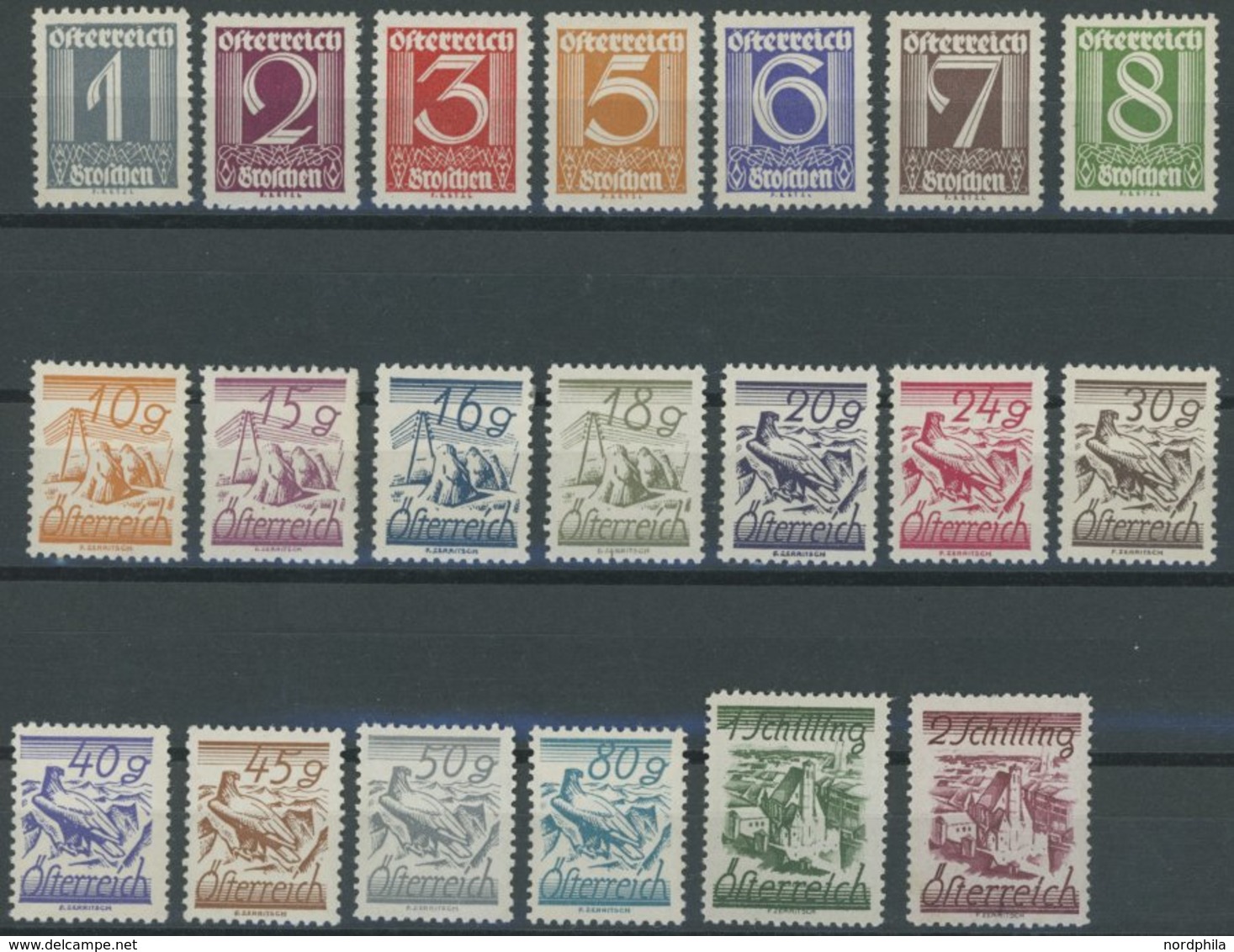 ÖSTERREICH 1918-1938 447-67 *, 1925, Schillingwährung, Ohne 4 G., Falzreste, 20 Prachtwerte - Sonstige & Ohne Zuordnung