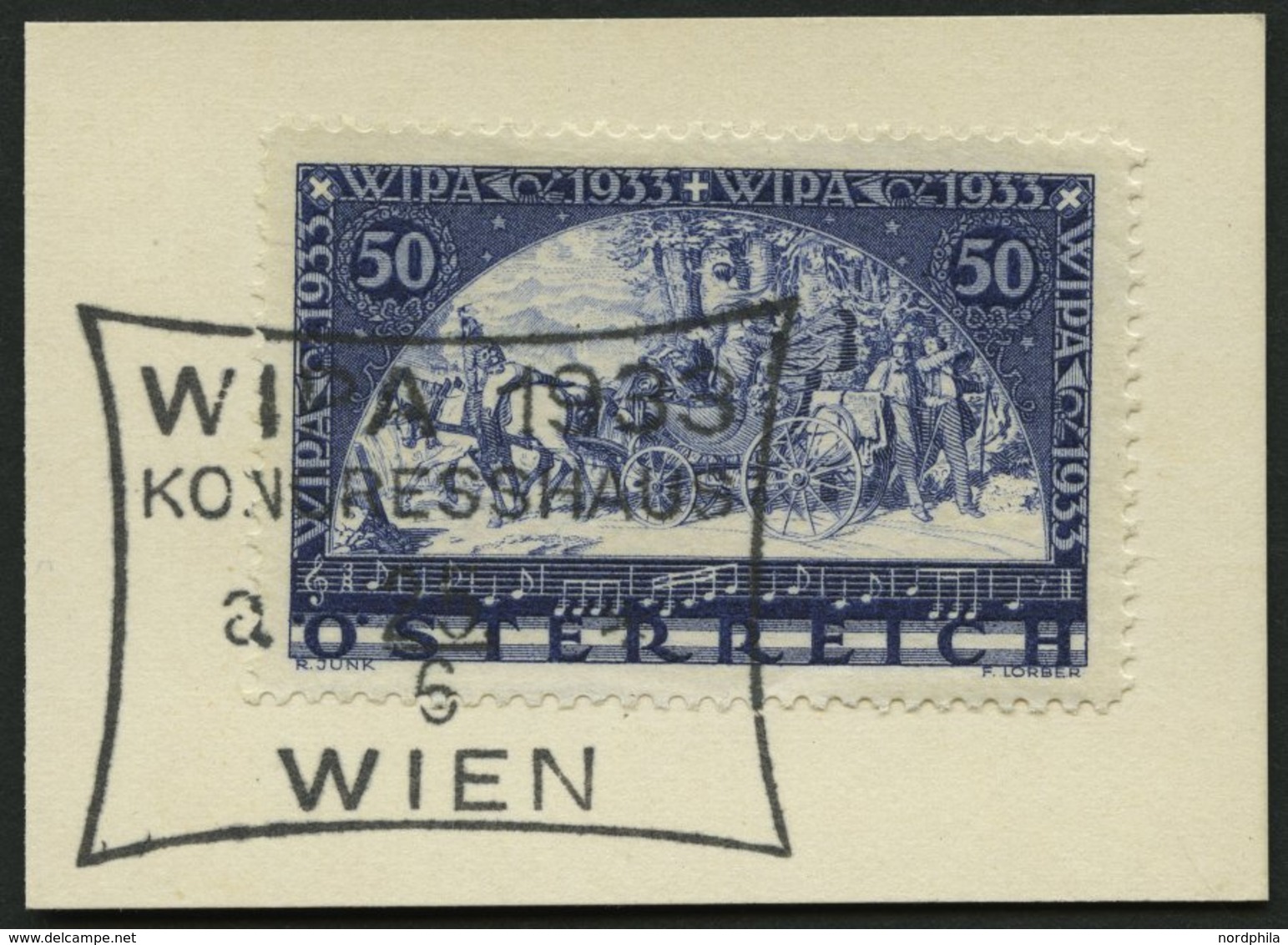ÖSTERREICH 555A BrfStk, 1933, 50 G. WIPA, Gewöhnliches Papier, Mit Sonderstempel, Prachtbriefstück, Mi. 260.- - Autres & Non Classés