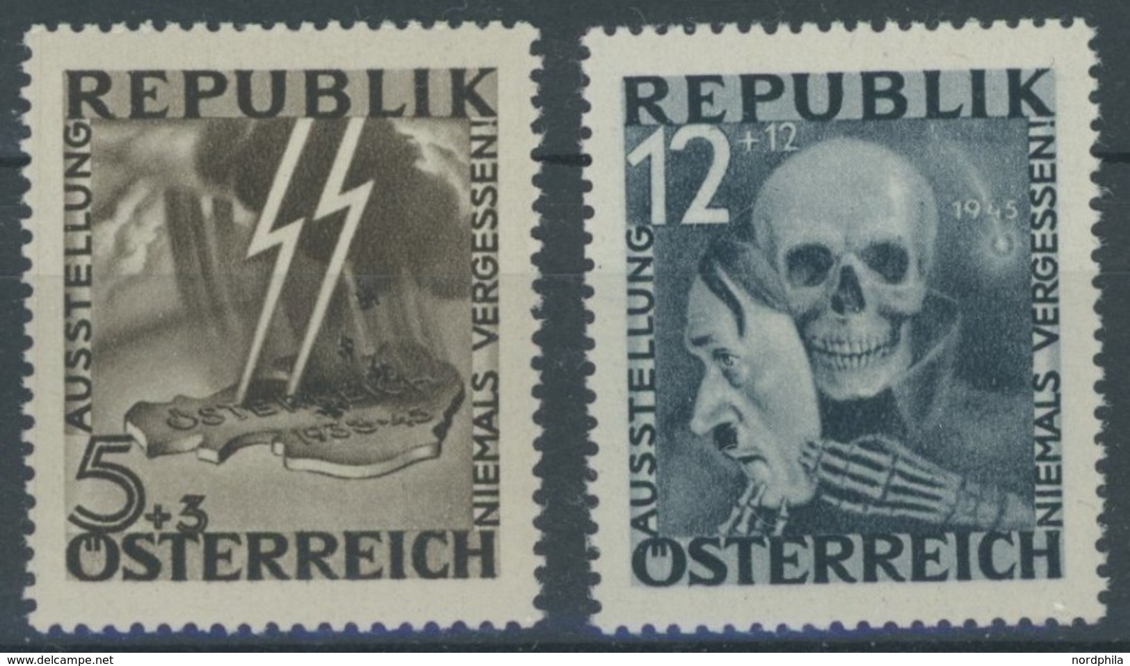 ÖSTERREICH 1945-1949 VI,VII **, 1946, Nicht Ausgegeben: Blitz Und Maske, 2 Postfrische Prachtwerte, Mi. 2600.- - Sonstige & Ohne Zuordnung