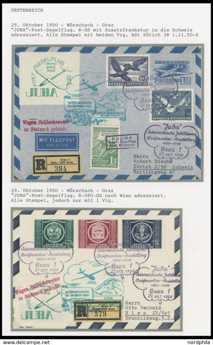 1950-98, Sammlung Mit 76 Belegen Segelflug Und Verwandte Sportarten, Mit Ausländischen Zuleitungen Aus 9 Ländern, Ganzsa - Sonstige & Ohne Zuordnung