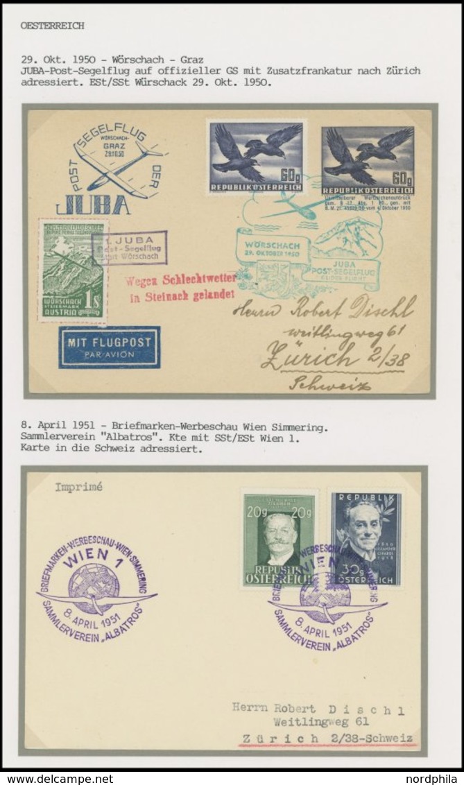 1950-98, Sammlung Mit 76 Belegen Segelflug Und Verwandte Sportarten, Mit Ausländischen Zuleitungen Aus 9 Ländern, Ganzsa - Sonstige & Ohne Zuordnung