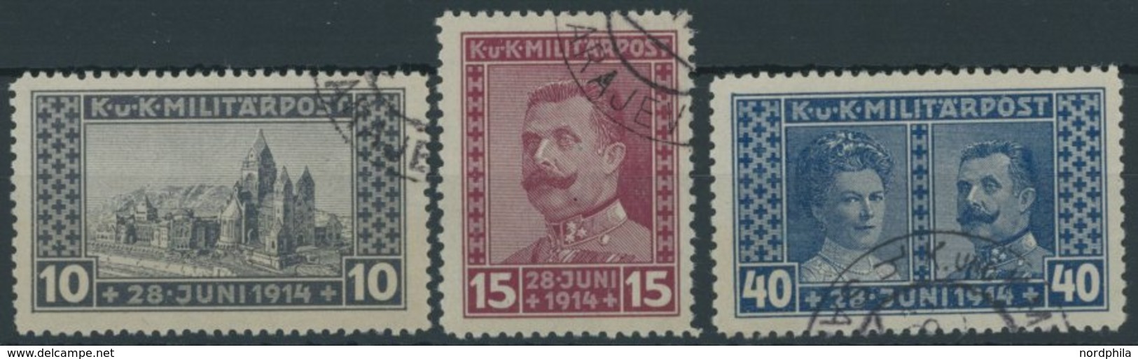 BOSNIEN UND HERZEGOWINA 121-13B O, 1917, Todestag Des Thronfolgerpaares, Gezähnt L 111/2, Prachtsatz, Mi. 45.- - Bosnië En Herzegovina