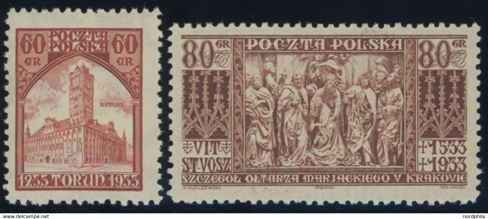 POLEN 281/2 **, 1933, Briefmarkenausstellung Und Von Veit, Postfrisch, 2 Prachtwerte, Mi. 80.- - Altri & Non Classificati