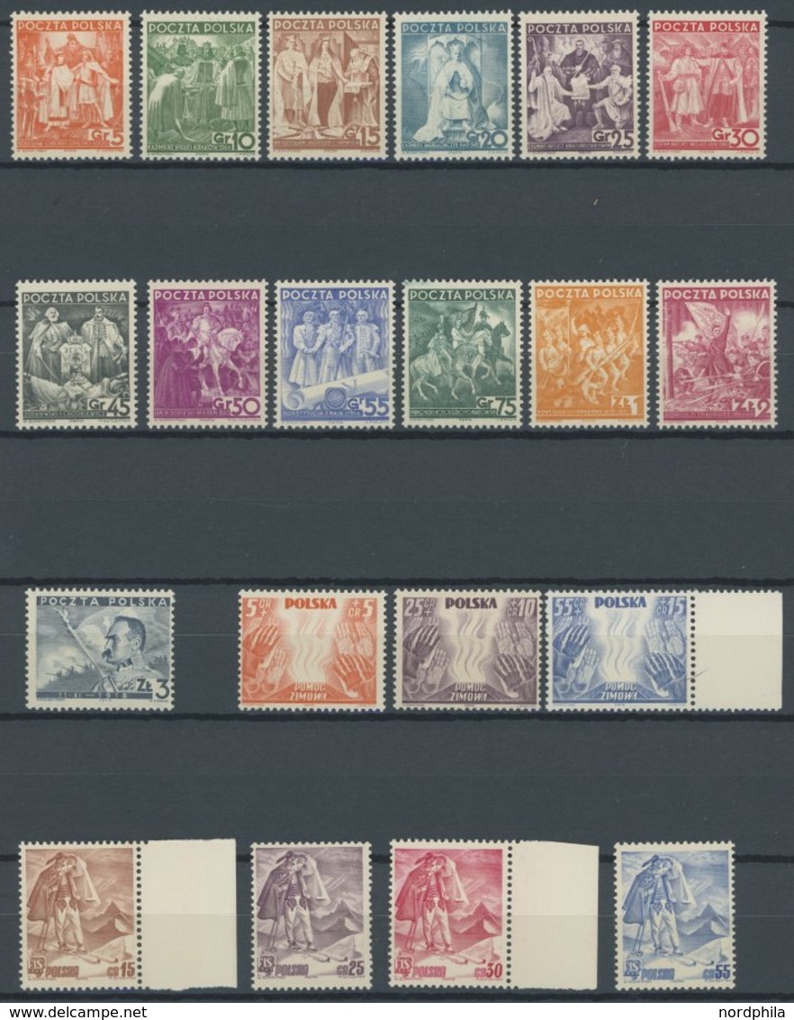 POLEN 331-43,348-54 **, 1938/9, Republik Polen, Winterhilfswerk, Skirennen, Postfrisch, 3 Prachtsätze, Mi. 90.- - Sonstige & Ohne Zuordnung