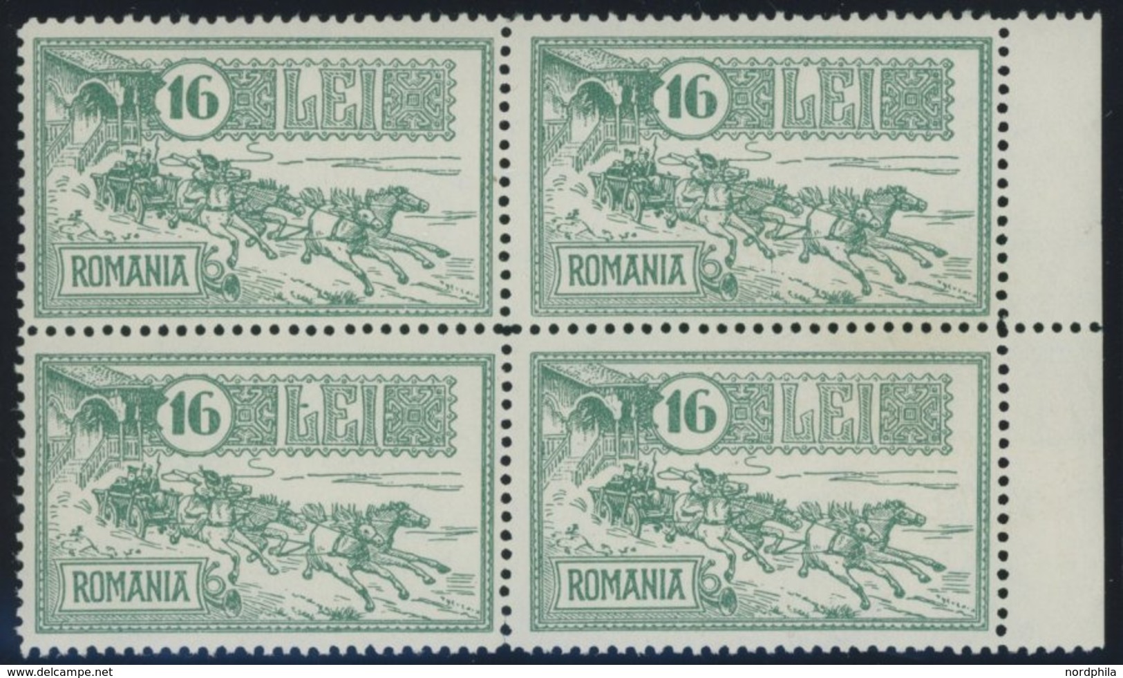 RUMÄNIEN 457 VB **, 1932, 16 L. Hauptpost Im Randviererblock, Postfrisch, Pracht, Mi. 88.- - Sonstige & Ohne Zuordnung