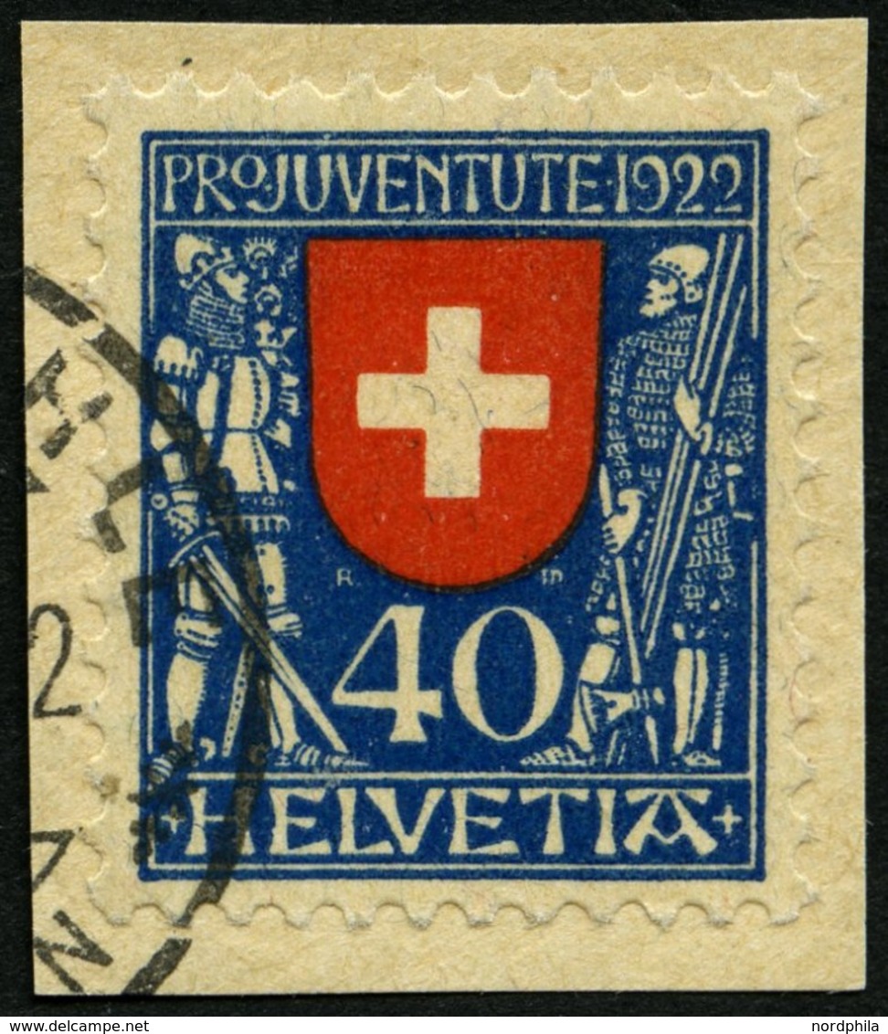 SCHWEIZ BUNDESPOST 178 O, 1922, 40 C. Pro Juventute, Pracht, Mi. 80.- - Sonstige & Ohne Zuordnung