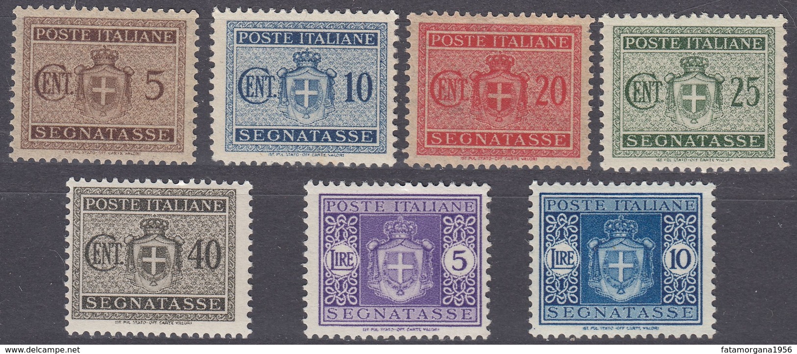 ITALIA - 1934 - SEGNATASSE - Lotto Di 7 Valori Nuovi MH/MNH: Yvert 28/31, 33, 38 E 39. - Portomarken