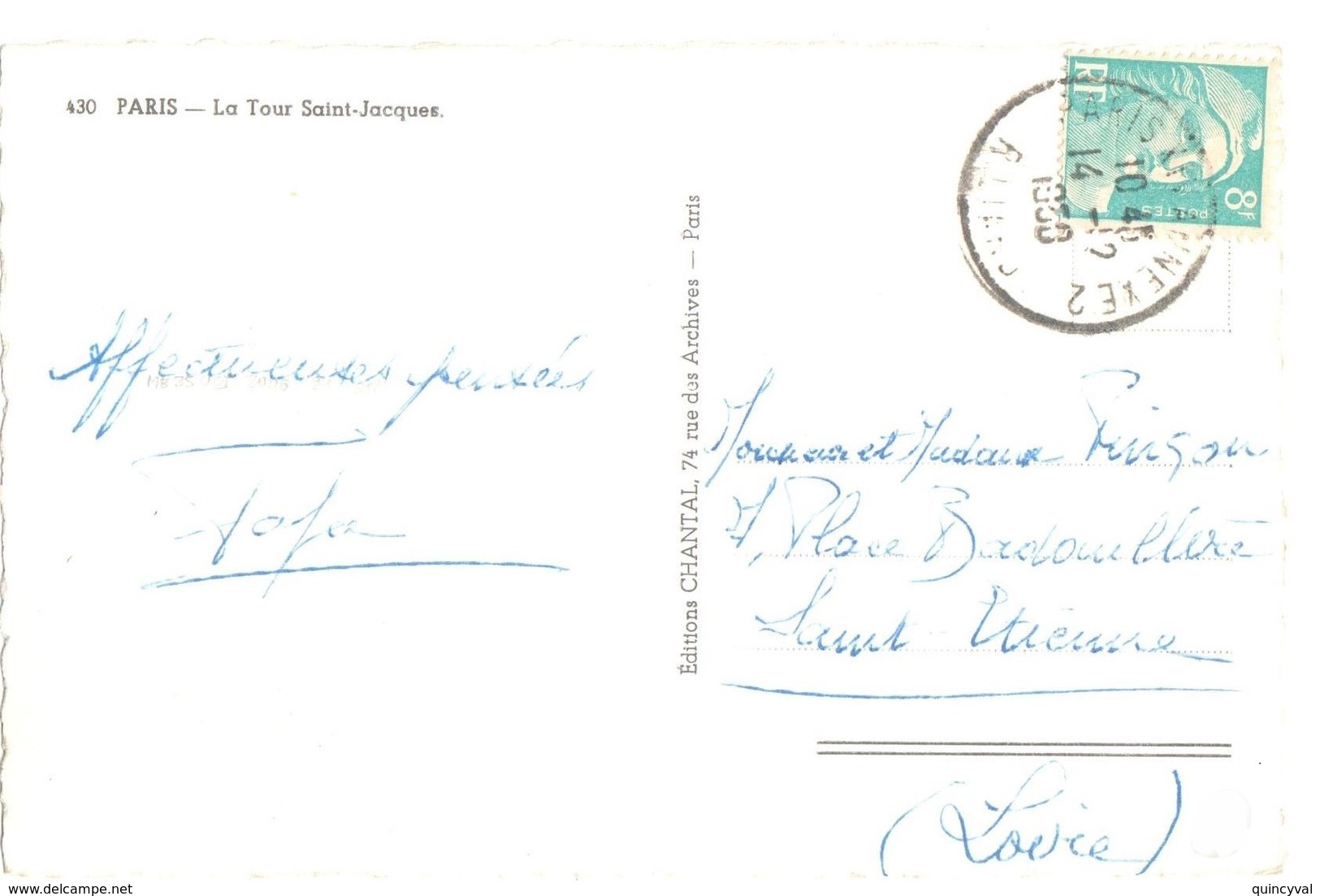PARIS XIV ANNEXE 2 R. Liard 8 F Gandon Bleu Clair Yv 810 Carte Postale - Brieven En Documenten