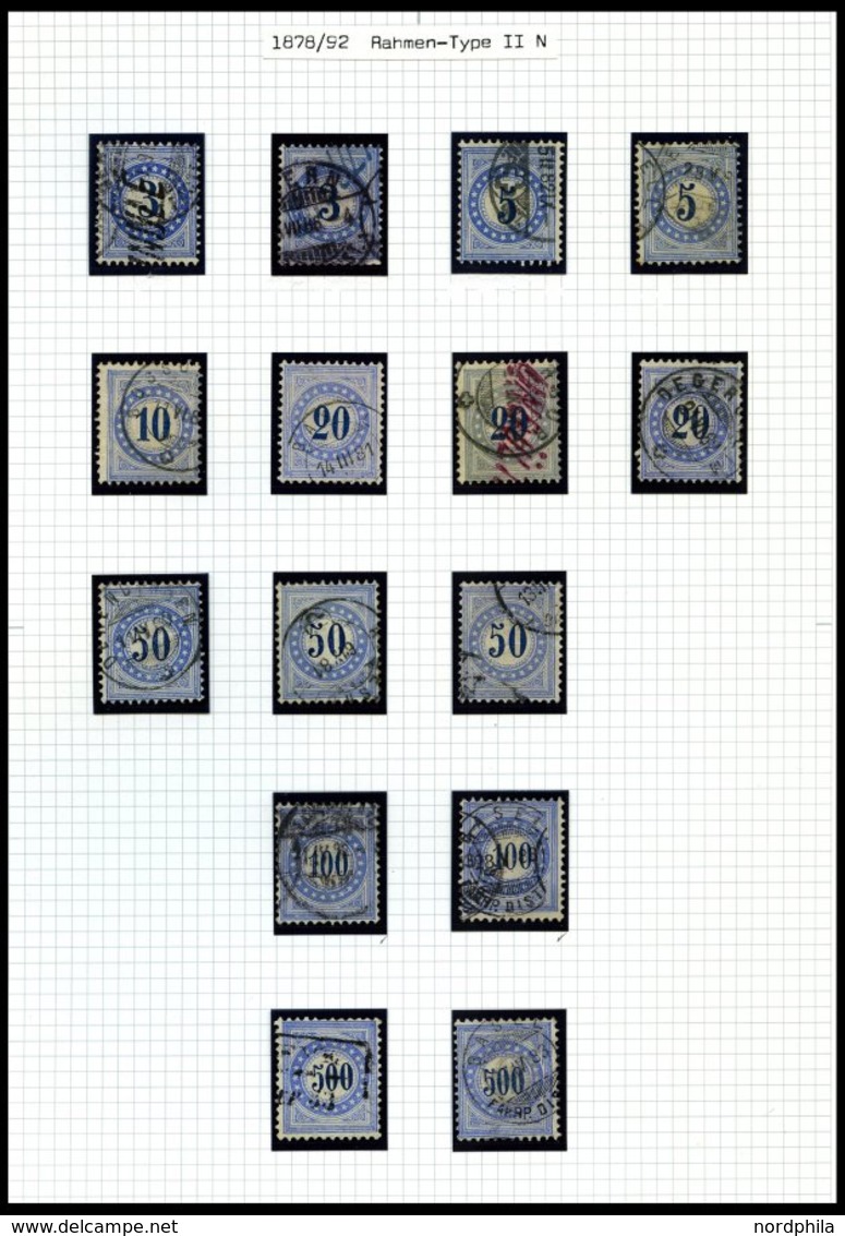 PORTOMARKEN o,Brief,* , 1878-1909, umfangreiche, fast nur gestempelte saubere Sammlung Portomarken von über 430 Werten u