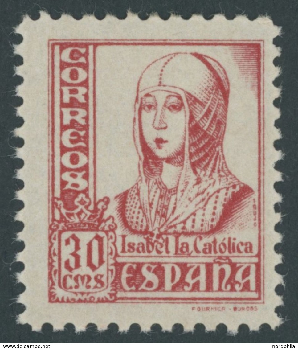 SPANIEN 773II **, 1937, 30 C. Königin Isabella I, Druckvermerk II, Postfrisch, Pracht, Mi. 70.- - Sonstige & Ohne Zuordnung