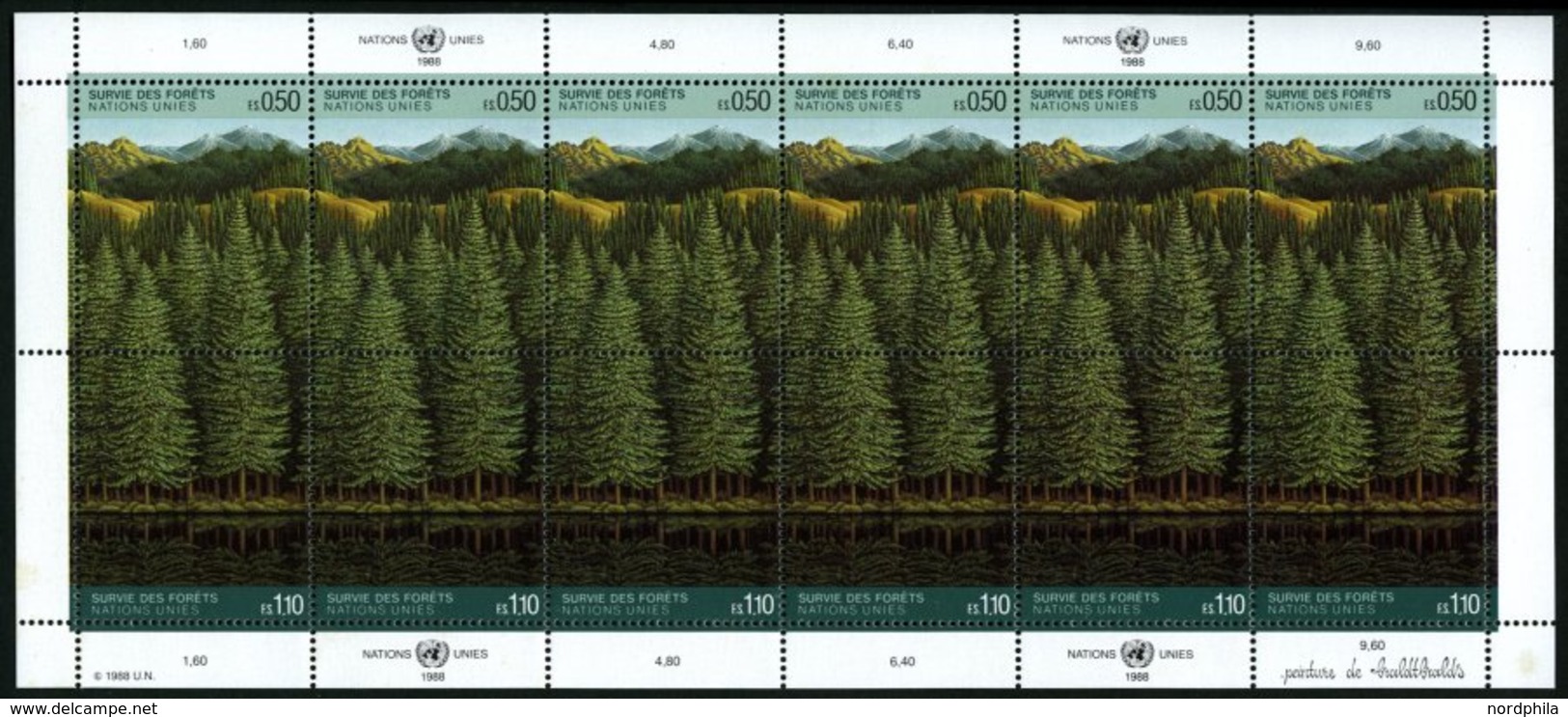 UNO - GENF 165/6KB **, 1988, Rettet Den Wald Im Zusammendruckbogen, Pracht, Mi. 60.- - Sonstige & Ohne Zuordnung