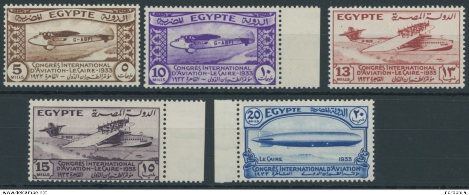 ÄGYPTEN 186-90 **, 1933, Luftfahrtkongress, Postfrischer Prachtsatz - Ungebraucht