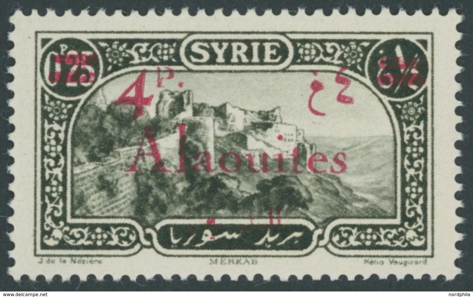 ALAWITEN-GEBIET 49 *, 1926 4 Pia. Auf 0.25 Pia. Olivschwarz, Falzrest, Pracht,Mi. 70.- - Altri & Non Classificati