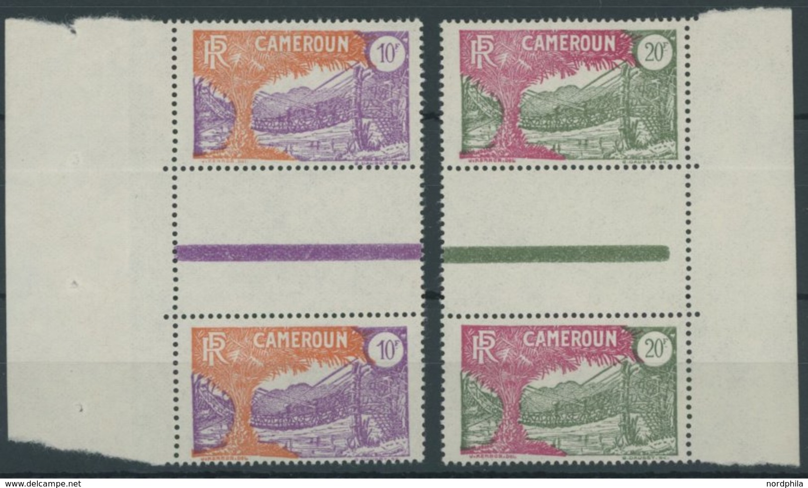 KAMERUN 94/5ZS **, 1926, 10 Und 20 Fr. Landesmotive In Senkrechten Zwischenstegpaaren, Postfrisch, Pracht - Neufs