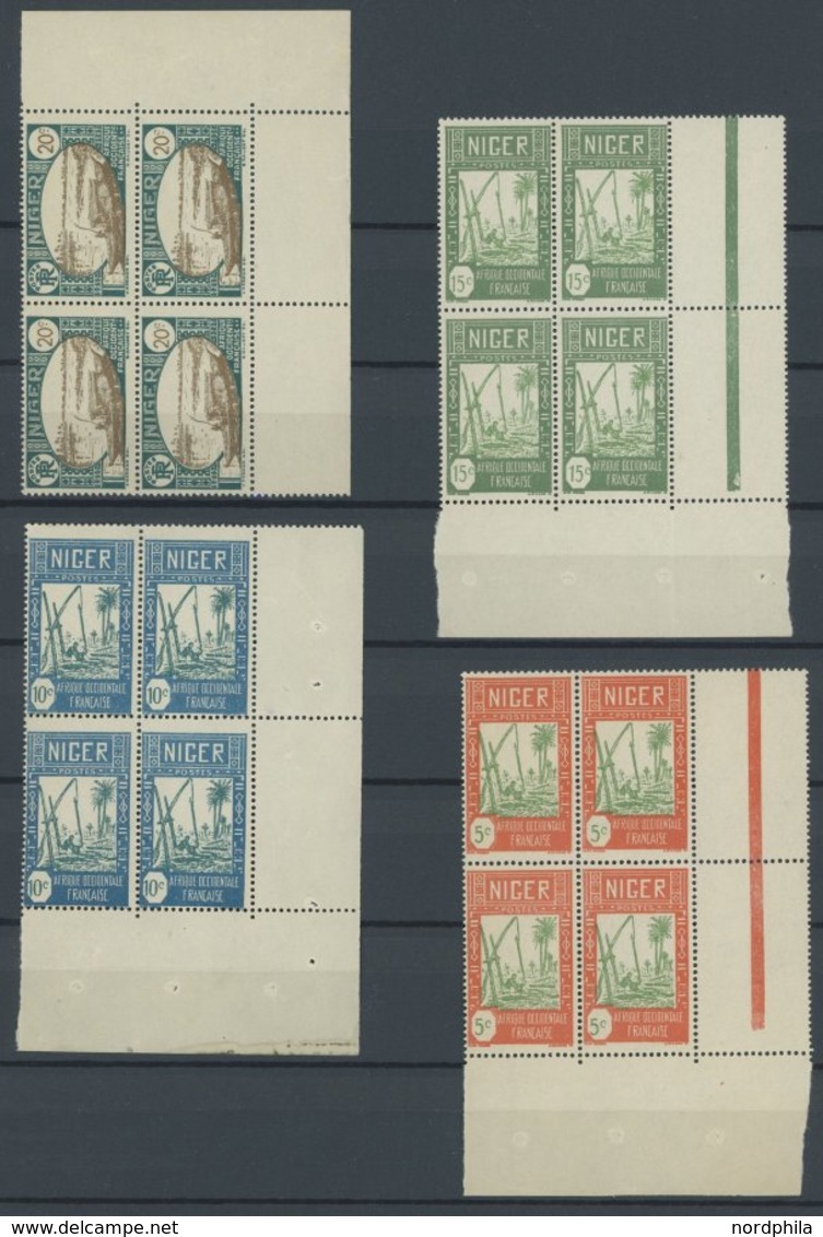 NIGER 29-53 VB **, 1926, Landschaften (ohne Mi.Nr. 35) In Viererblocks, Fast Alle Aus Der Bogenecke, Postfrisch, 24 Prac - Sonstige & Ohne Zuordnung