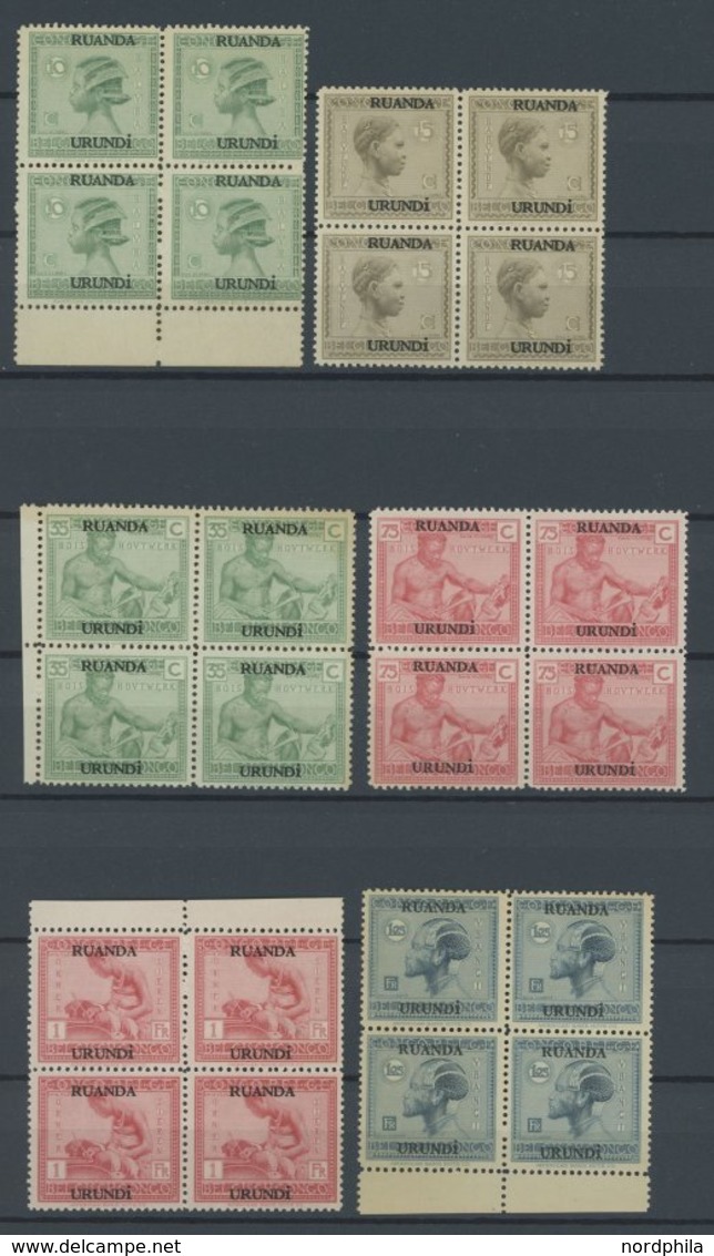 RUANDA-URUNDI 23-30 VB **, 1927, Freimarken In Viererblocks, Postfrisch, Fast Nur Pracht - Neufs