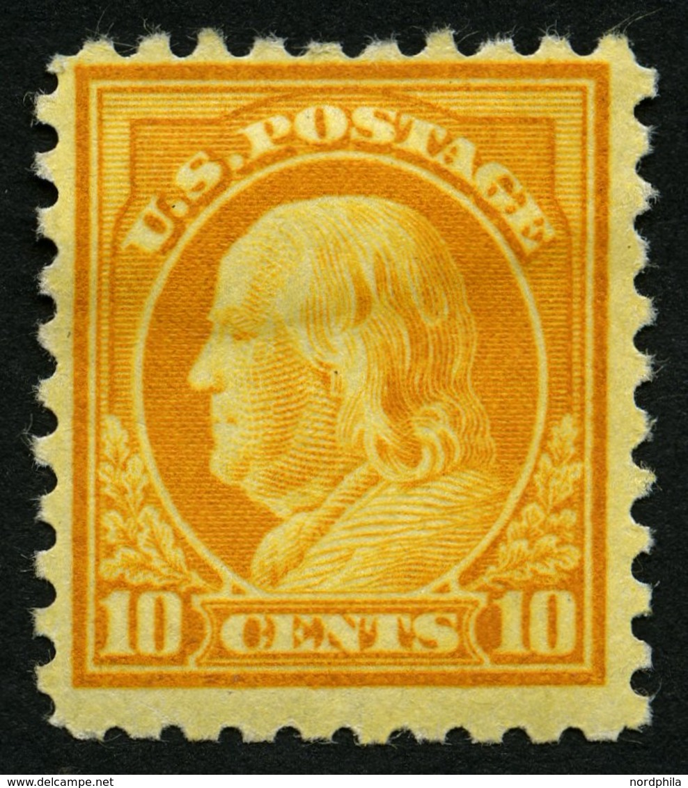 USA 232K *, Scott 472, 1916, 10 C. Franklin, Ohne Wz., Gezähnt L 10, Falzrest, Pracht, $ 100 - Gebraucht