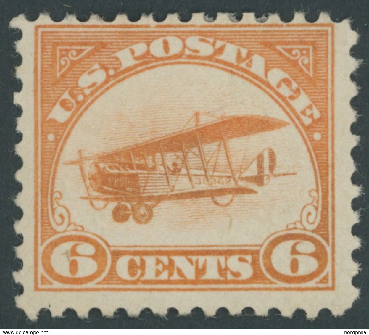 Scott C 1, 1918, 6 C. Postfluglinie New York - Washington, Falzrest, Pracht, $ 60 -> Automatically Generated Translation - Oblitérés