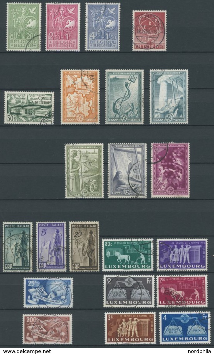 EUROPA UNION O, 1949-53, Gestempelte Partie Verschiedener Kompletter Vorläufer-Ausgaben, Prachterhaltung, Mi. 607.- - Collections