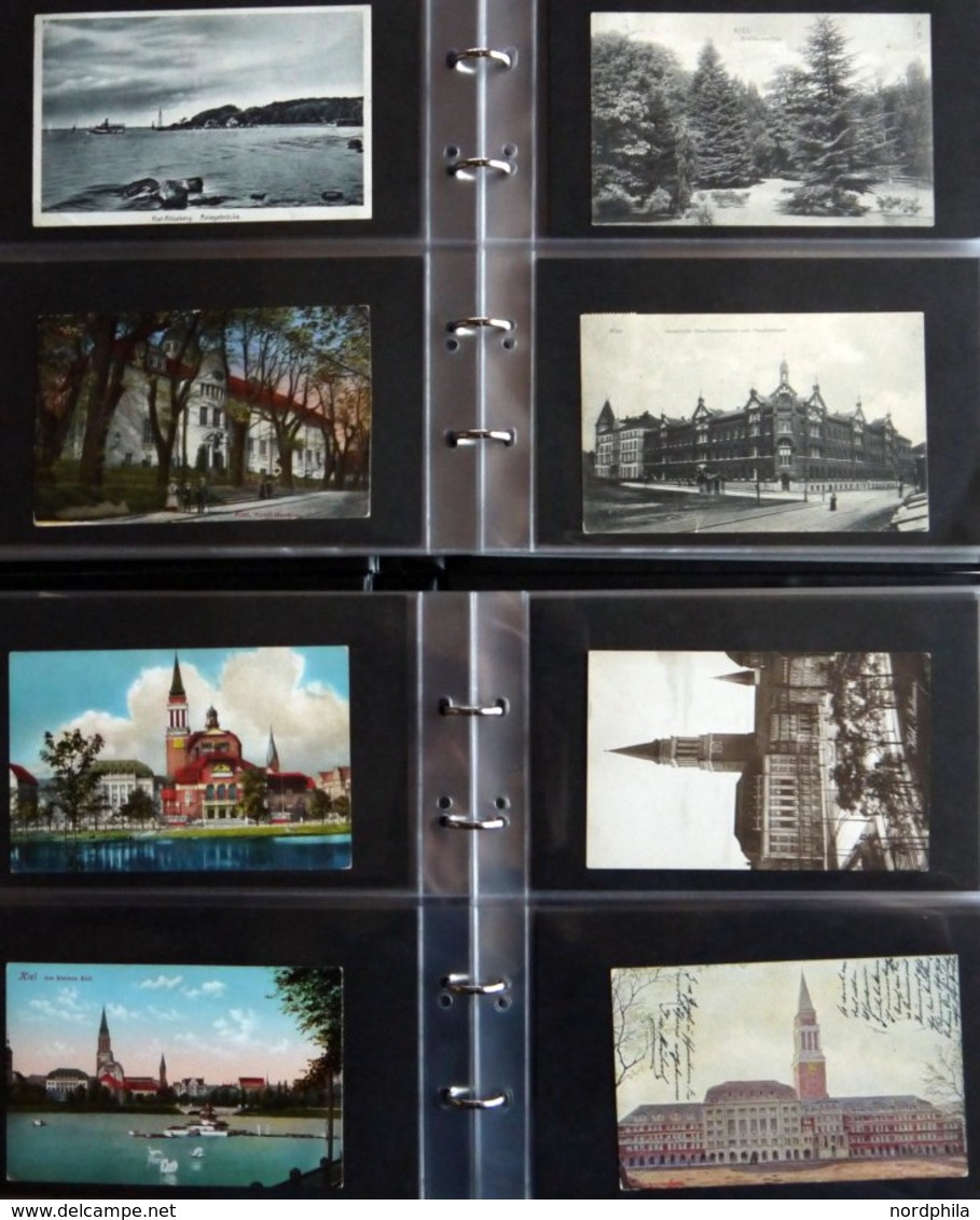 DEUTSCHLAND ETC. KIEL, Sammlung Von 200 Verschiedenen Ansichtskarten In 2 Briefalben, Mit Seltenen Lithographien, Vielen - Sonstige & Ohne Zuordnung