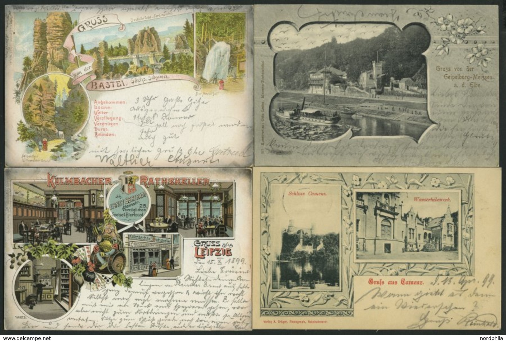 DEUTSCHLAND ETC. SACHSEN, 4 Verschiedene Gruss Aus.. Karten Von 1899-1901, Gebraucht - Autres & Non Classés
