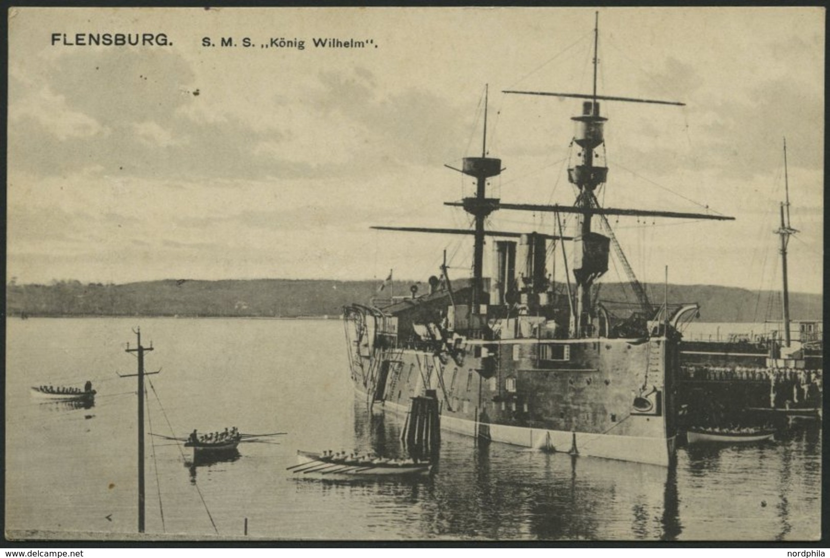 ALTE POSTKARTEN - SCHIFFE KAISERL. MARINE S.M.S. König Wilhelm In Flensburg, Feldpostkarte - Krieg