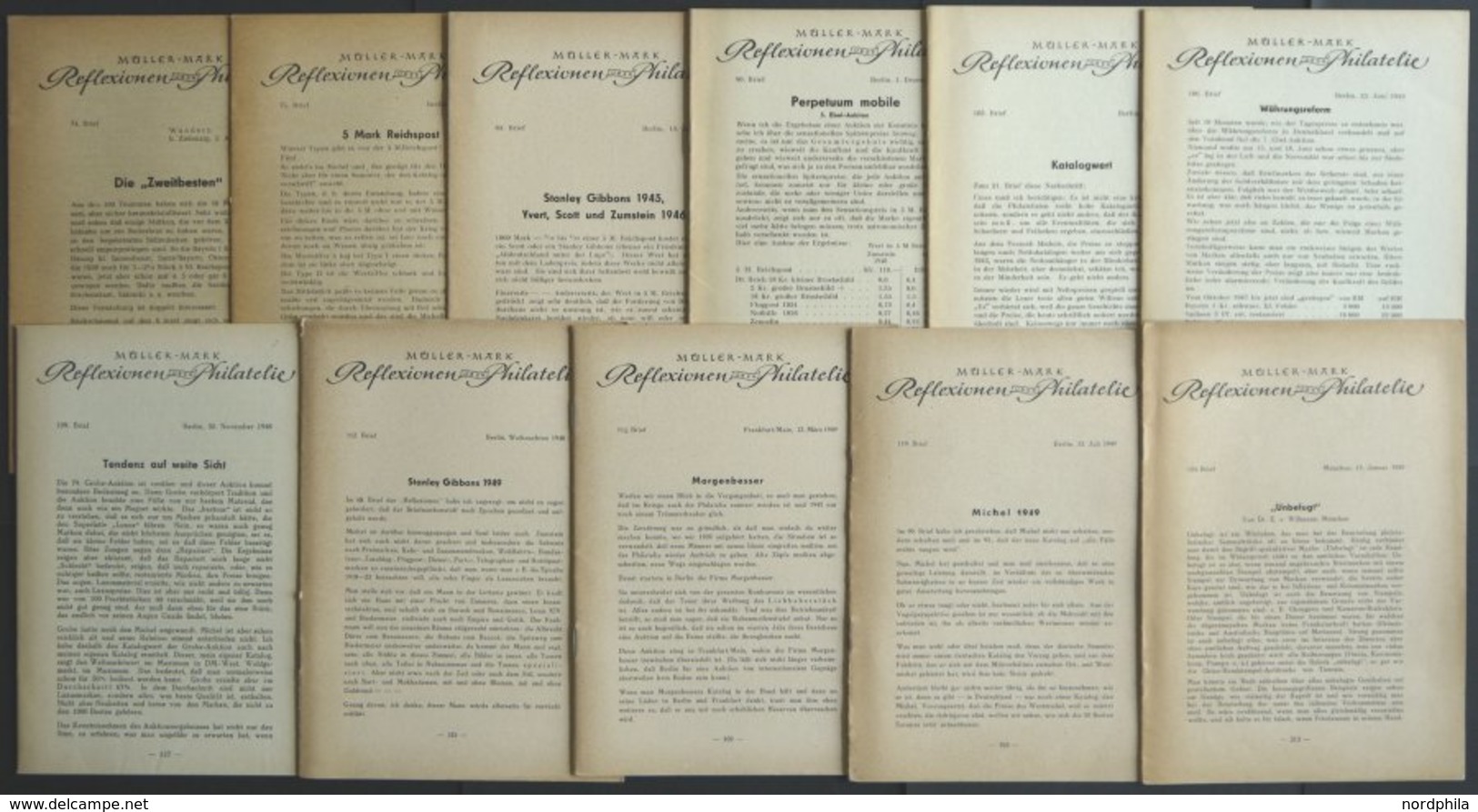 PHIL. LITERATUR Reflextionen über Philatelie, 11 Verschiedene Briefe Aus Nr. 74 - 124, 1945-1950, Müller-Mark, Mit Viele - Philatelie Und Postgeschichte